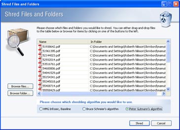 Screenshot of SafeIT File Shredding