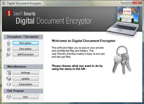 Digital Document Encryptor Screenshot