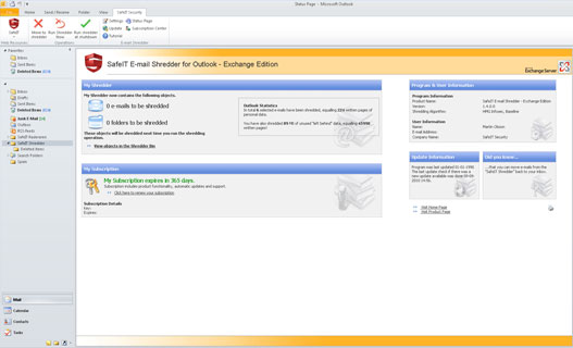 E-mail Shredder for Outlook - Personal screen shot