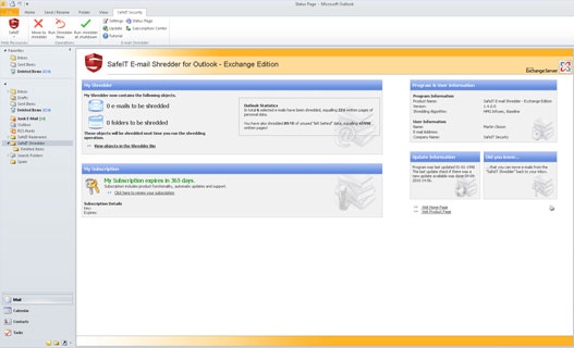 Click to view E-mail Shredder for Outlook - Personal 2011 screenshot